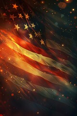 Wall Mural - Illustration of a folded American flag with a soft glow emanating from the background.