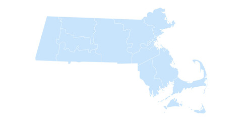 Massachusetts administrative map. counties map of Massachusetts, blank Map, empty map of Massachusetts