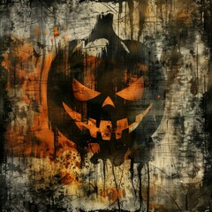 Wall Mural - Sinister Halloween Abstract Design with Grunge Overlay