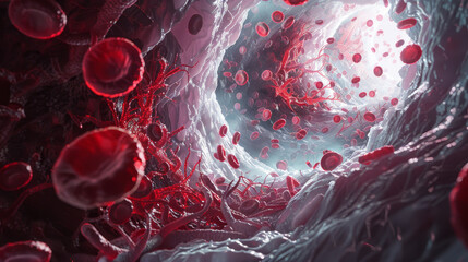 Wall Mural - A close up of red blood cells in a tube