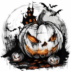 Sticker - Terrifying White Isolated Halloween Design