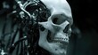 © lertsakwiman - Floating Humanoid Cranium Attached to Mechanical Structure in Dark Ambient Backdrop