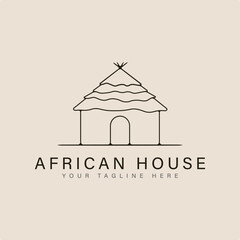 Wall Mural - african house line art logo icon and symbol vector illustration minimalist design.