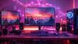© LuvTK - A realistic photo of a professional streaming setup with a high-end gaming PC, dual monitors, and a mechanical keyboard with RGB lighting.
