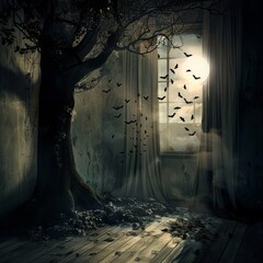 Wall Mural - Halloween Dreams and Shadows Conceptual Background