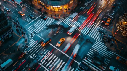 Aufkleber - A busy intersection with multiple traffic lights controlling vehicle flow during rush hour