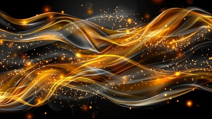 Wall Mural - Golden Waves and Sparkles