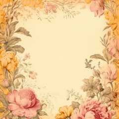 elegant vintage plant and flowers frame border design with copy space