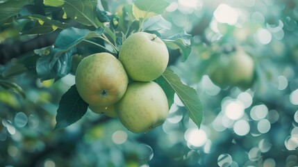 Canvas Print - The Green Apples on Branch