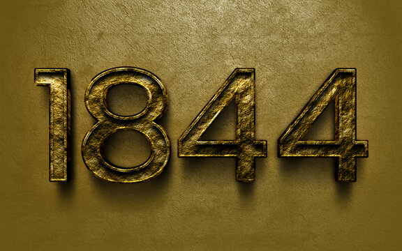 3D dark golden number design of 1844 on cracked golden background.