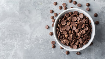 Chocolate cereal in bowl on gray table