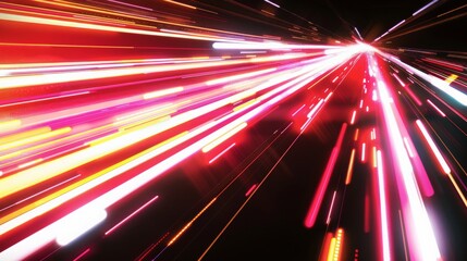 Wall Mural - tron style wallpaper background with red, white and yellow streaking lights diagonally across the pa