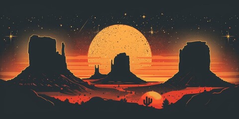 Wall Mural - vector logo design for space and desert