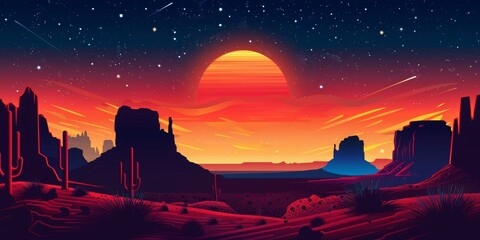 Wall Mural - vector logo design for space and desert