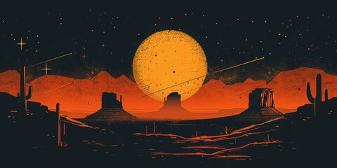 Wall Mural - vector logo design for space and desert