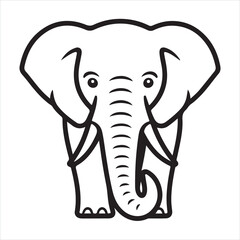 Wall Mural - elephant single Line Icon Vector Design outline
