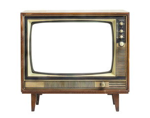 Wall Mural - Retro wooden TV box cut out with frame screen cut out