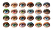 © theartcreator - Set Of Eyes Isolated On Transparent Background, Different Color Eyes , Collection Of Eyes