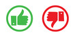 © Munnacreativehub - Thumb up and thumb down symbol. Positive and negative choice. Isolated illustration of like or dislike decision. Thumbs up and down flat icon in circle shapes.