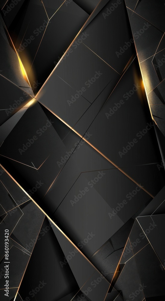 Modern abstract background design with black triangles and a golden ...