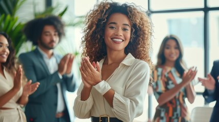 Sticker - The group applauding woman