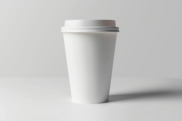 mockup of a white paper cup with a plastic lid