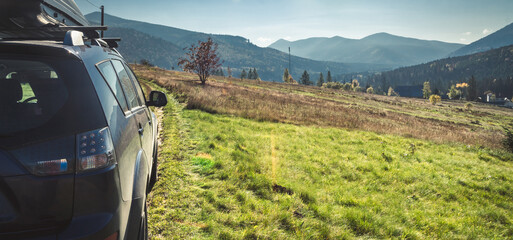 Wall Mural - car for traveling with a mountain road