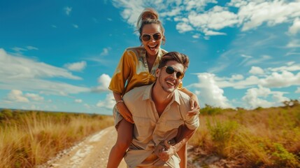 Canvas Print - The happy couple outdoors