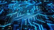 © Lisa_Art - Abstract futuristic electronic circuit technology blue background concept with glowing lines and nodes AI generated