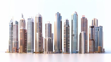 Wall Mural - A row of tall buildings with one of them having a red roof