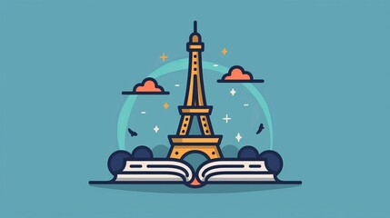 Wall Mural - A book with the Eiffel Tower on the cover