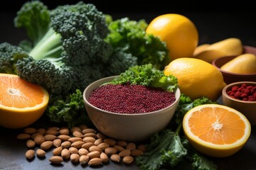 Canvas Print - Healthy Food Collage: A Vibrant Mix of Fresh Produce and Seeds