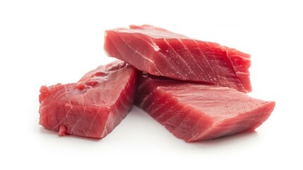 Wall Mural - tuna fish meat isolated on white background - generative ai