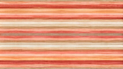 Wall Mural - Abstract watercolor painting with horizontal stripes in red, orange and brown tones