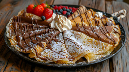 Wall Mural - A vibrant platter of Nutella crepes with different toppings