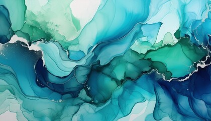 Wall Mural - abstract watercolor paint background by teal color blue and green with liquid fluid texture for background banner