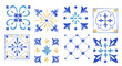 © ElenaMedvedeva - Watercolor decorative Mediterranean tiles elements set. Ornamental design for wrapping paper, textiles, postcards, stationery, borders.
