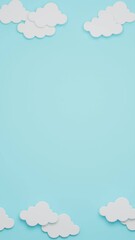 3d cloud cartoon blue background animation vertical video