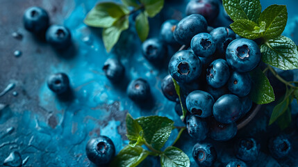fresh blueberry top down view background poster 
