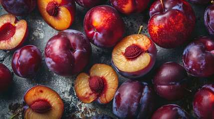 fresh plum top down view background poster 