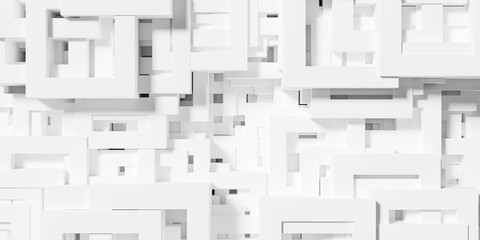 Wall Mural - Overlaid scaled white cube boxes block frames background wallpaper banner