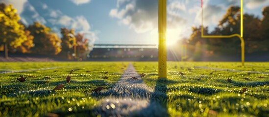 Canvas Print - American Football Field Under a Golden Sunset