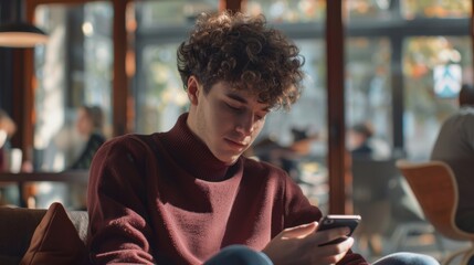 Canvas Print - The Young Man Using Phone