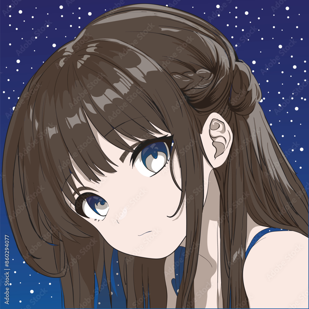Vector Illustration Of Cute Anime Girl Character For Design Inspiration 
