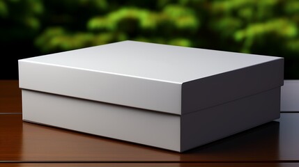 Blank white box mock up with a glossy surface, Clean and minimalistic box mock up on a plain gray surface