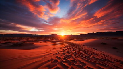 Wall Mural - Panoramic view of sand dunes at sunset in the desert