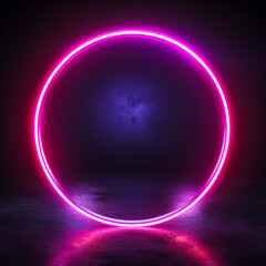 Wall Mural - neon light circle generated by AI