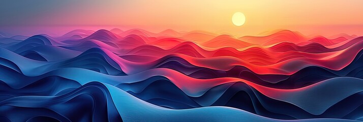 Abstract Colorful Mountain Range Sunset Landscape