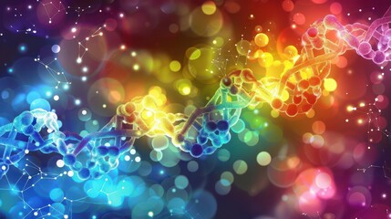 Wall Mural - multicolored dna molecule shapes vibrant science illustration