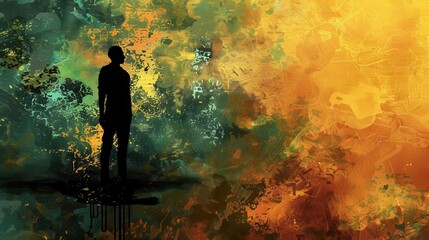 Wall Mural - mysterious silhouette of person on abstract background ai generated art